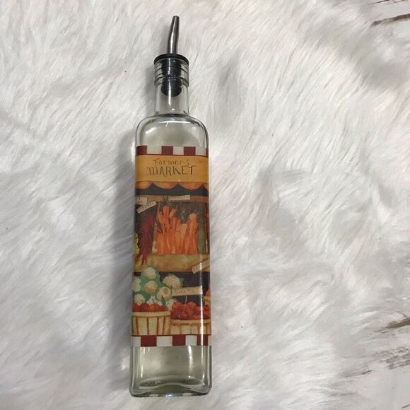 Farmers Market Oil & Vinegar Cruet Decanter Dispenser Bottle - Picture 2 of 13
